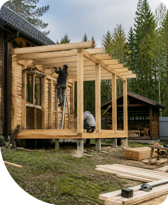 Строительство пристроек и построек на участке в Лесозаводске
